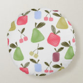 切れ目のない傷をつけた漫画の果実のリンゴの梨 ラウンドクッション (裏面)