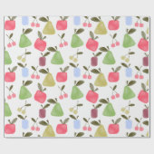 切れ目のない傷をつけた漫画の果実のリンゴの梨 ラッピングペーパー (フラット)