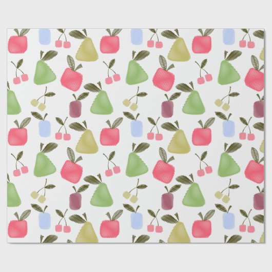 切れ目のない傷をつけた漫画の果実のリンゴの梨 ラッピングペーパー (フラット)
