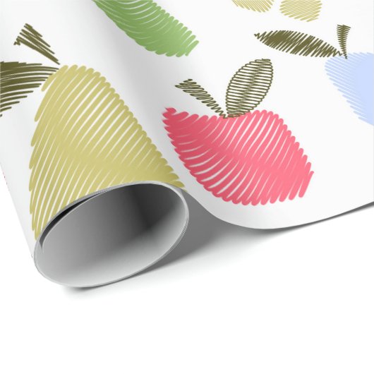 切れ目のない傷をつけた漫画の果実のリンゴの梨 ラッピングペーパー (ロールコーナー)