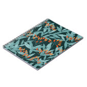 切れ目のない柄の手描きの木の枝と葉 ノートブック (左側)