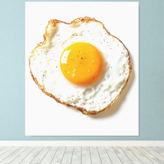 切れ端と黄金のヨが入った完全揚げ卵 キャンバスプリント (インサイチュ (ウッドフロア))