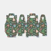 切妻型ギフトボックス 緑のクリスマスパターン フェイバーボックス (折り畳みなし)