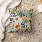 切手のコラージュ旅行装飾用クッション クッション (ブランケット)