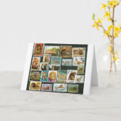 切手の上のライオン カード (黄色い花)