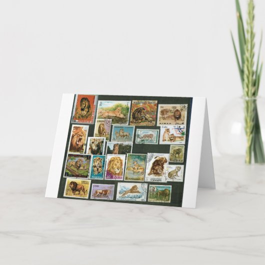 切手の上のライオン カード (正面)