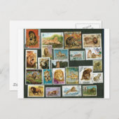 切手の上のライオン ポストカード (正面/裏面)