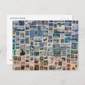 切手の海 – 切手コレクションコラージュ ポストカード (正面/裏面)