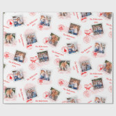 切手クリスマスフォトカスタムコラージュ ラッピングペーパー (フラット)