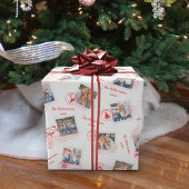 切手クリスマスフォトカスタムコラージュ ラッピングペーパー