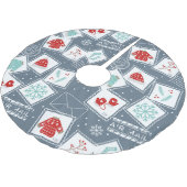 切手クリスマスホリデー赤ブルーかわいい ブラッシュドポリエステルツリースカート (アングル)