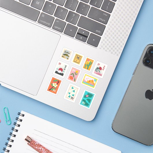 切手シール シール (ノートパソコンとiPhone)