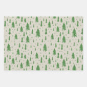 切手パーソナライズされたと松の木のドードル ラッピングペーパーシート (正面3)