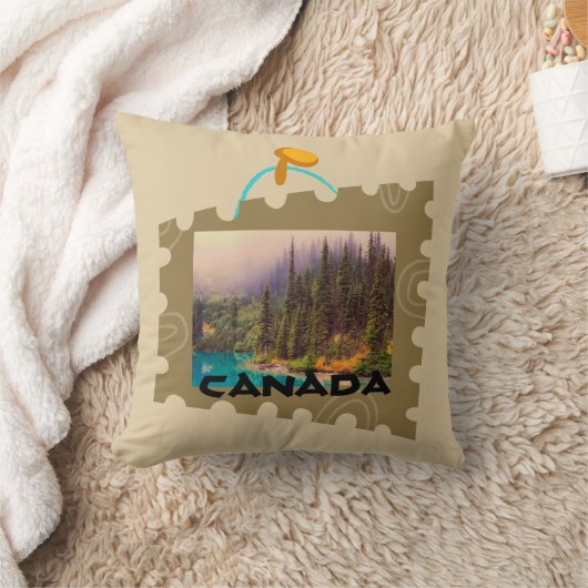 切手フレームの風光明媚な北部風景 クッション (ブランケット)