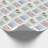 切手ベージュパーソナライズされたクリスマスツリー ラッピングペーパー (角)