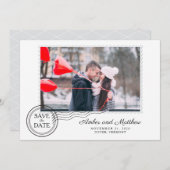 切手モダンの写結婚真日付を保存 セーブザデート (正面/裏面)