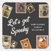 切手不気味ハローウィンパーティ スクエアシール (正面)