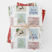 切手，写真と松の木の鳩 ラッピングペーパーシート (インサイチュ)