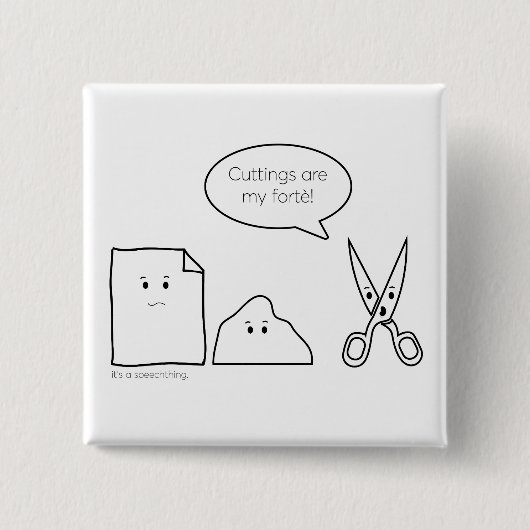 切断の長所ボタン 缶バッジ (正面)