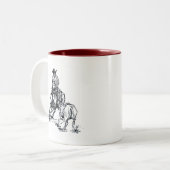 切断の馬の西部のスケッチのデザイン ツートーンマグカップ (正面左)
