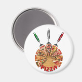 切断ボード上のマグネットピザ マグネット (正面/裏面)