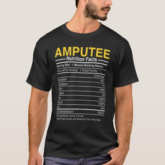 切断者栄養成分表示 - 面白い義肢 Tシャツ (正面)