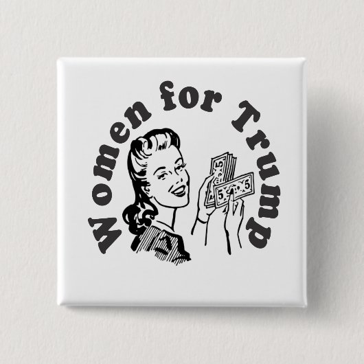 切札のための女性-お金のドルドナルド 缶バッジ (正面)