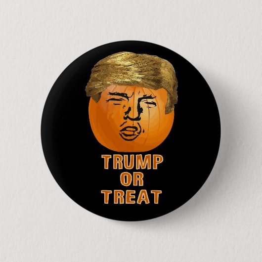 切札のハロウィンおもしろいなTrumpkinのカボチャ 缶バッジ (正面)