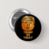 切札のハロウィンおもしろいなTrumpkinのカボチャ 缶バッジ (正面&裏面)
