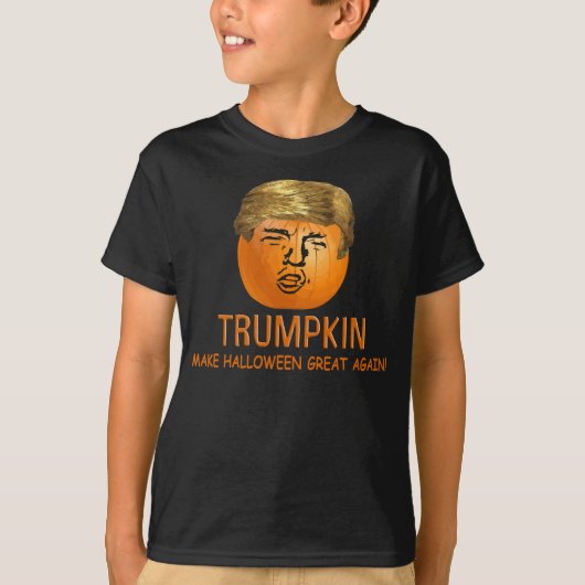 切札のハロウィンおもしろいなTrumpkinのカボチャ Tシャツ (正面)