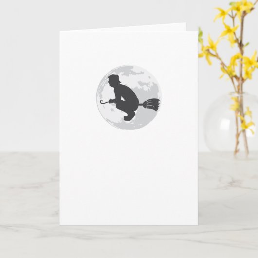 切札の魔法使いのほうきの柄おもしろいなハロウィン カード (黄色い花)