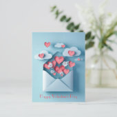 切紙ハートと花バレンタインの挨拶 ポストカード (スタンド正面)