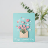 切紙ハートと花バレンタインの挨拶 ポストカード (スタンド正面)