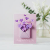 切紙ハートと花バレンタインの挨拶 ポストカード (スタンド正面)