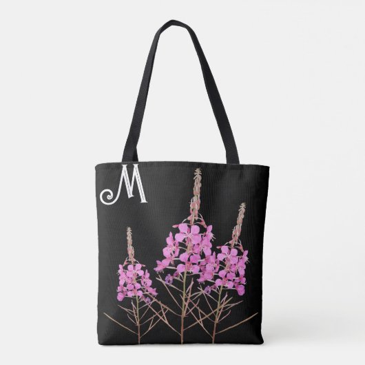 切開可能Mモノグラムかわいらしピンクの花フローラ トートバッグ (裏面)