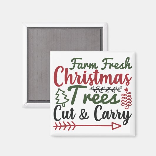 刈り取った新鮮なクリスマスツリーを育運る マグネット (正面/裏面)