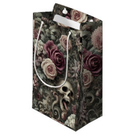 刈り取るバラ – ゴシックフローラスカル スモールペーパーバッグ