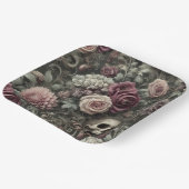 刈り取るバラ – ゴシックフローラスカル ペーパープレート (傾斜あり)