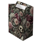 刈り取るバラ – ゴシックフローラスカル ミディアムペーパーバッグ (裏面アングル)