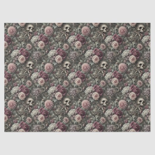 刈り取るバラ – ゴシックフローラスカル 薄葉紙 (正面)