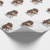 刑事のような格好をした犬 |戻る色の選択 ラッピングペーパー (角)