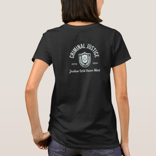 刑事司法「正義は決して残らない」 2024 Tシャツ (裏面)