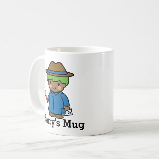 刑事、法医学者、または私少年 コーヒーマグカップ (正面左)