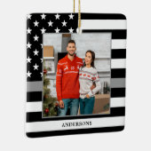 刑務官カスタム写真グレークリスマス  セラミックオーナメント (右)