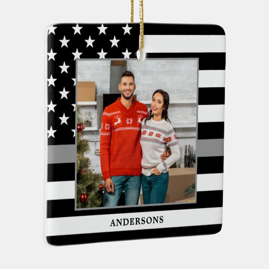 刑務官カスタム写真グレークリスマス  セラミックオーナメント (右)