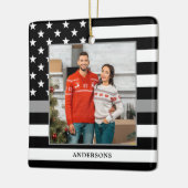 刑務官カスタム写真グレークリスマス  セラミックオーナメント (左)