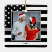 刑務官カスタム写真グレークリスマス  セラミックオーナメント (裏面)