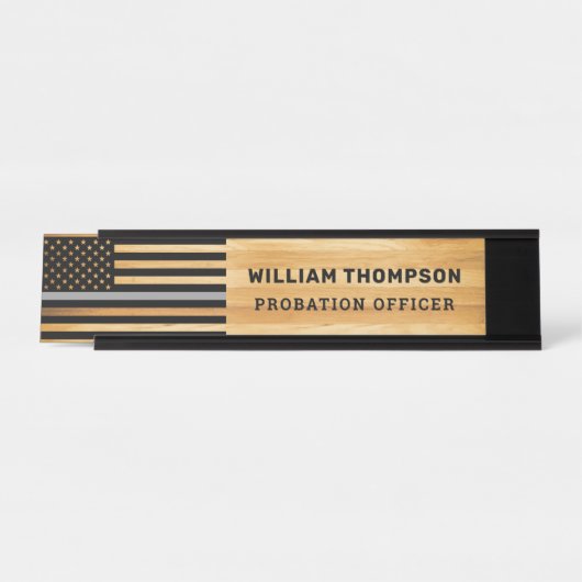 刑務官シングレーラインウッ素朴ド デスクネームプレート (正面)