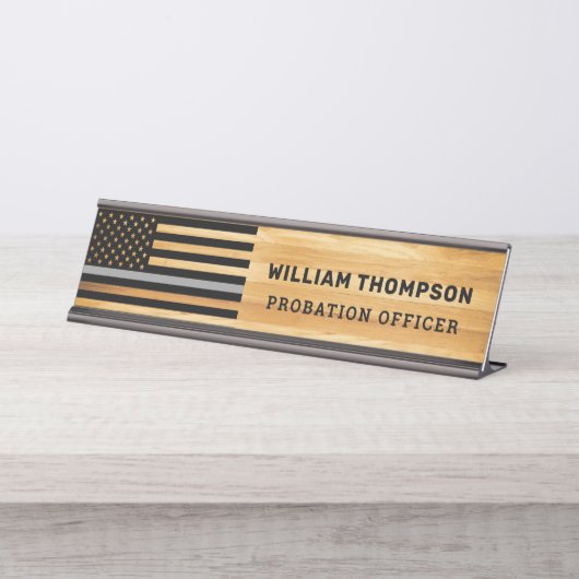 刑務官シングレーラインウッ素朴ド デスクネームプレート (正面)