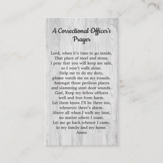 刑務官祈りの言葉監獄看守 名刺 (正面)